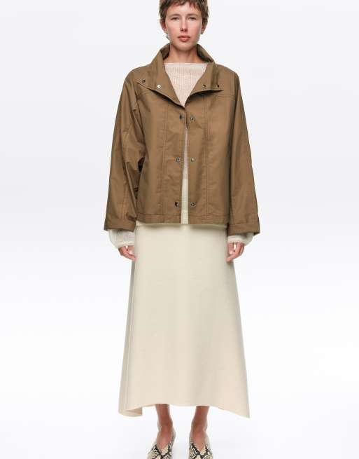 Bimba Y Lola giacca trench corta con maniche a pipistrello color marrone chiaro, 1 di 6