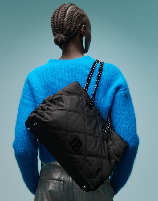 Bimba Y Lola - Grand sac cabas matelassé avec chaîne - Noir, 4 de 4