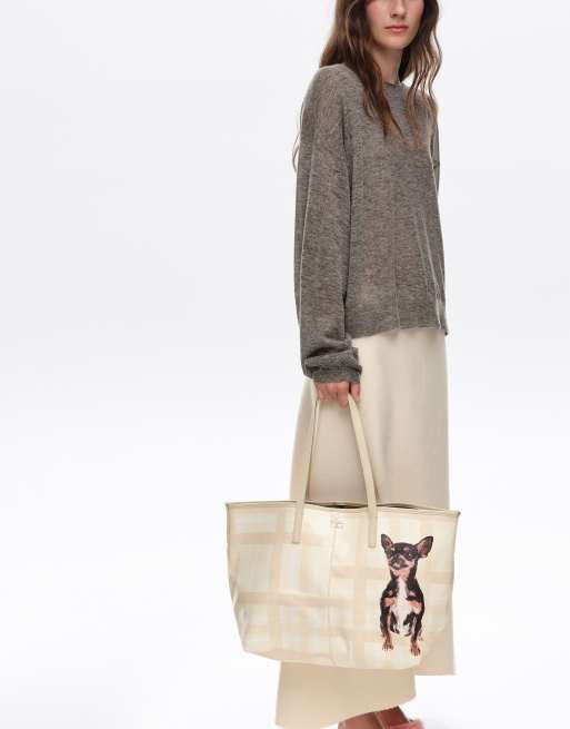 Bimba Y Lola grand sac shopper en tartan ivoire, 7 de 7