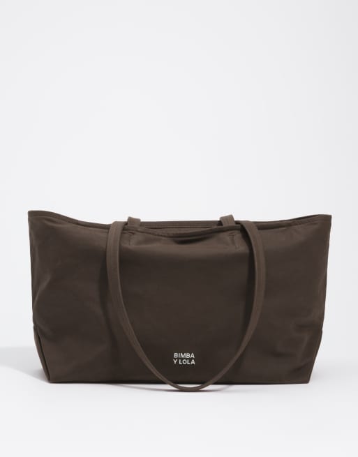Bimba Y Lola große beschichtete Shopper-Tasche in Dunkelbraun, 4 von 6
