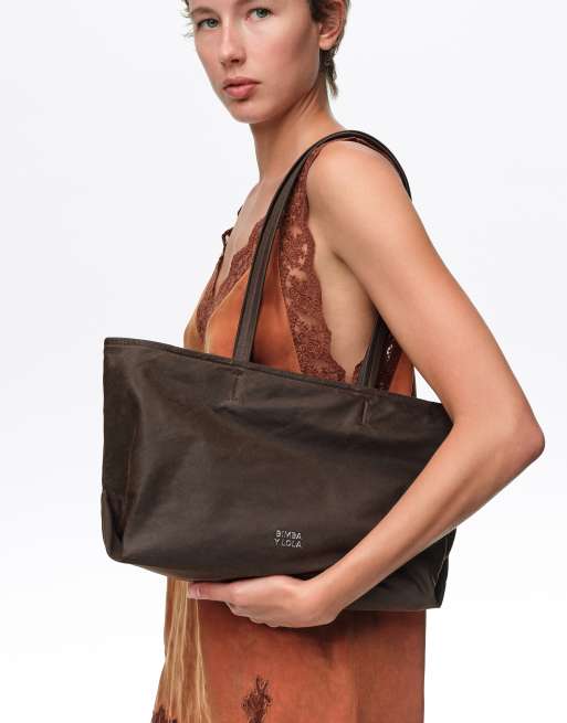 Bimba Y Lola große beschichtete Shopper-Tasche in Dunkelbraun, 6 von 6