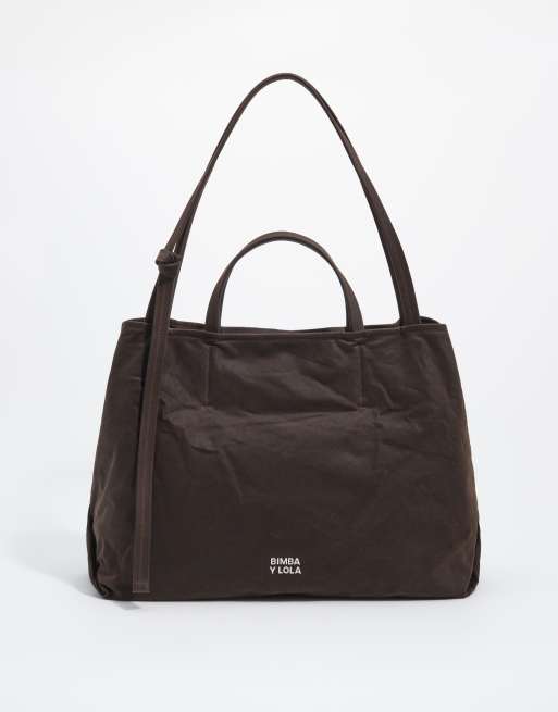 Bimba Y Lola große beschichtete Shopper-Tasche in Dunkelbraun, 4 von 5