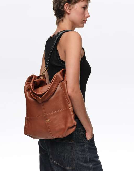 Bimba Y Lola große Patchwork-Ledertasche in Hellbraun, 7 von 7