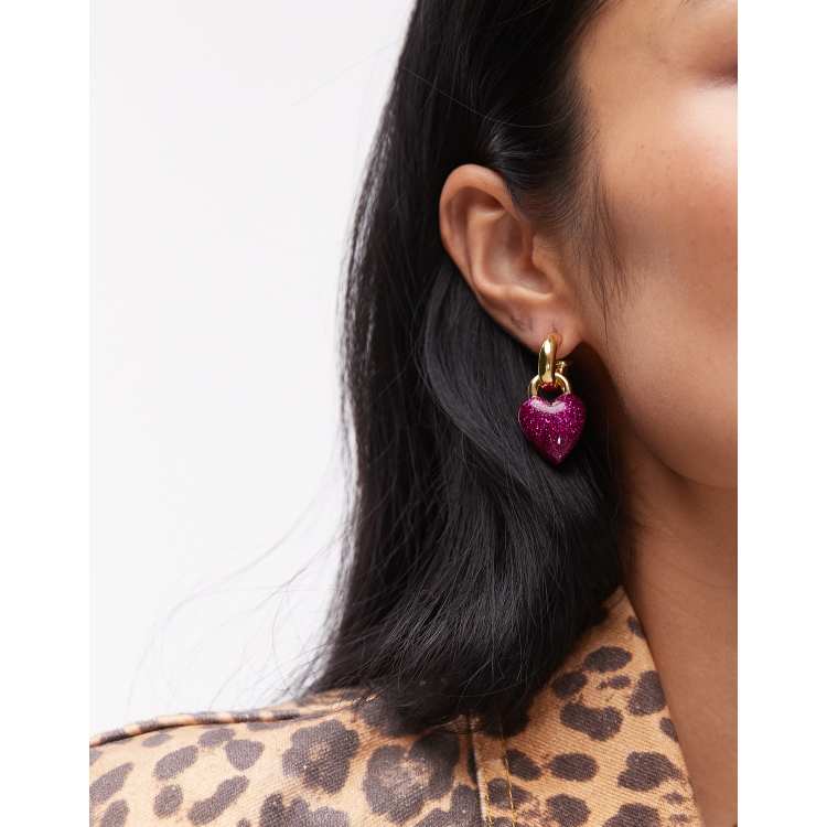 【BIMBA Y LOLA】ハートピアス BIMBA Y LOLA heart drop earrings in caramel pink | ASOS