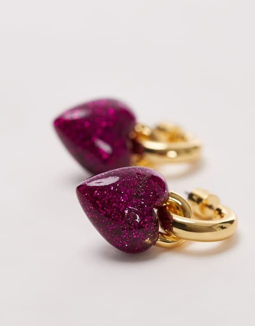 【BIMBA Y LOLA】ハートピアス BIMBA Y LOLA heart drop earrings in caramel pink | ASOS