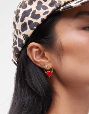 Bimba Y Lola BIMBA Y LOLA heart hoop earrings in red