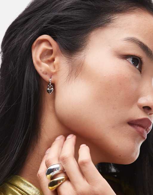 BIMBA Y LOLA heart hoop earrings in silver