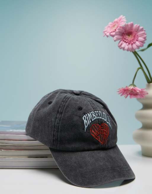 BIMBA Y LOLA heart logo cap in washed black | ASOS