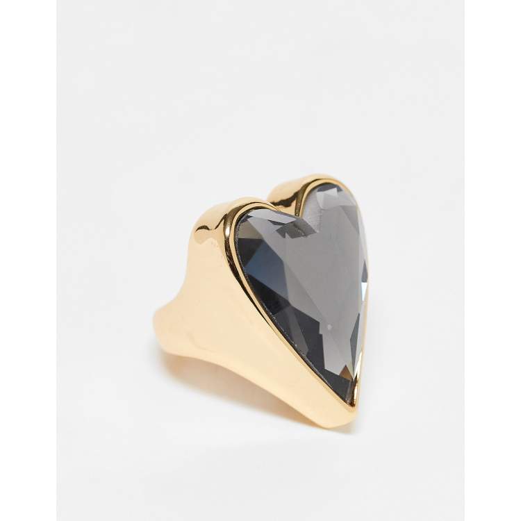 BIMBA Y LOLA heart shaped ring in black | ASOS