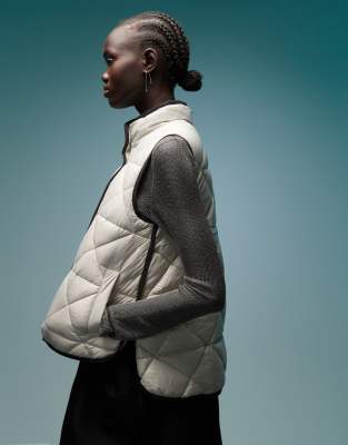 Bimba Y Lola BIMBA Y LOLA high neck quilted gilet in stone-Neutral