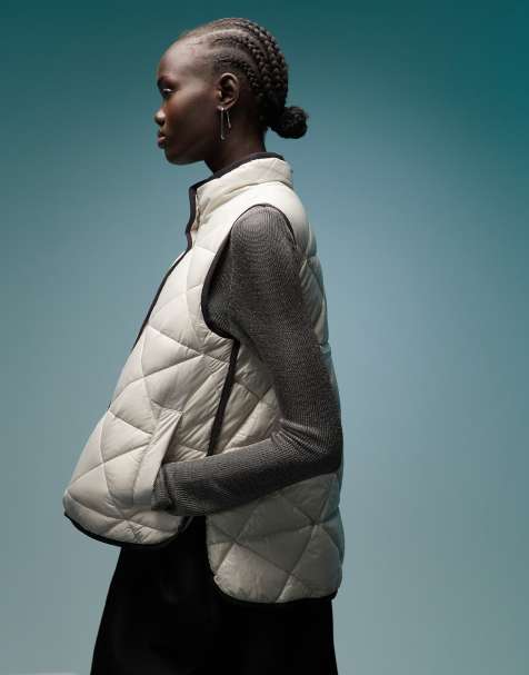 BIMBA Y LOLA high neck quilted vest in stone - view 1