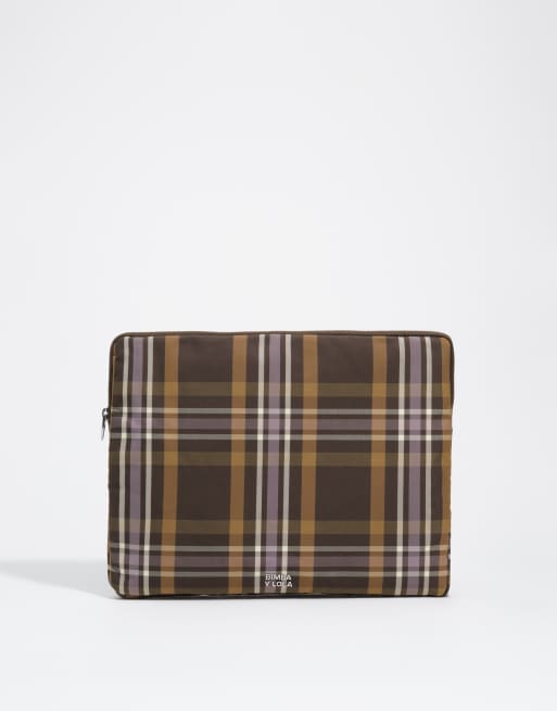Bimba Y Lola housse d'ordinateur portable en jacquard tartan vert chasseur, 5 de 5