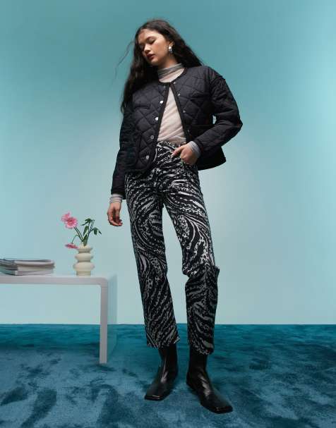 BIMBA Y LOLA - Jeans med lige ben og hvidt zebraprint - view 1