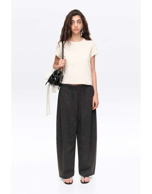 Bimba Y Lola joggers fluidos de pana con pernera barrel en gris oscuro jaspeado, 6 de 6