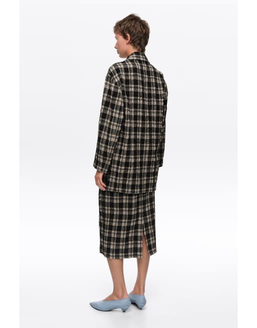 Bimba Y Lola karierter Midirock aus Wolle mit geradem Schnitt in Schwarz, 4 von 6