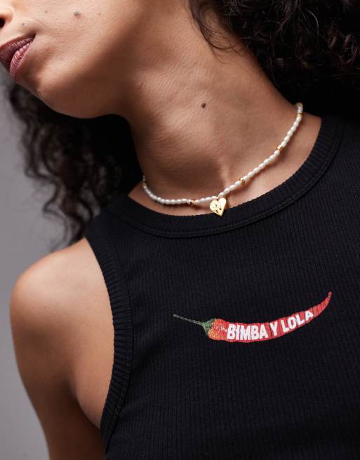 BIMBA Y LOLA - Ketting met imitatieparels in goud