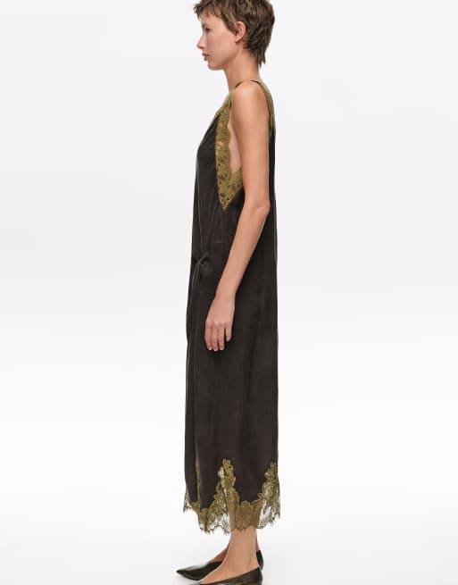 Bimba Y Lola Kleid mit Knotendetail und Trägern in verwaschenem Schwarz, 3 von 6