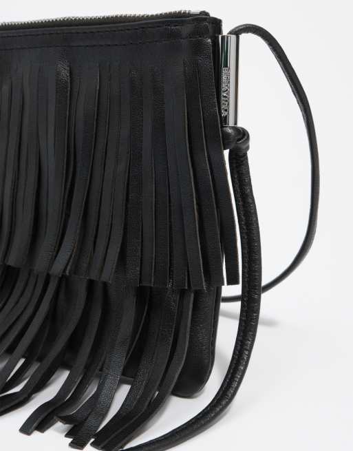 Bimba Y Lola kleine Leder-Clutch mit Fransen in Schwarz, 4 von 4