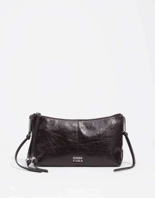 Bimba Y Lola kleine leren crossbodytas in espresso, 5 van 5
