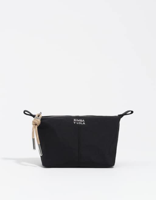 Bimba Y Lola kleine trapezförmige Make-up-Tasche aus Nylon in Schwarz, 3 von 6