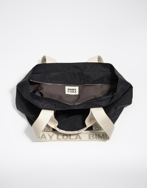 Bimba Y Lola Large nylon tote bag in graphite, 5 of 5