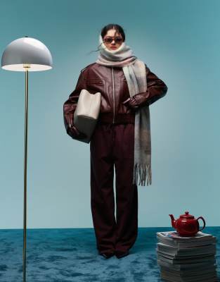 Bimba Y Lola BIMBA Y LOLA large tassel scarf in pastel check-Pink