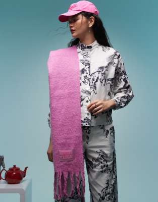 Bimba Y Lola BIMBA Y LOLA large tassel scarf in pink-Orange