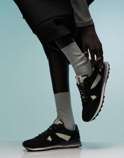 BIMBA Y LOLA leather panel sneakers in black | ASOS