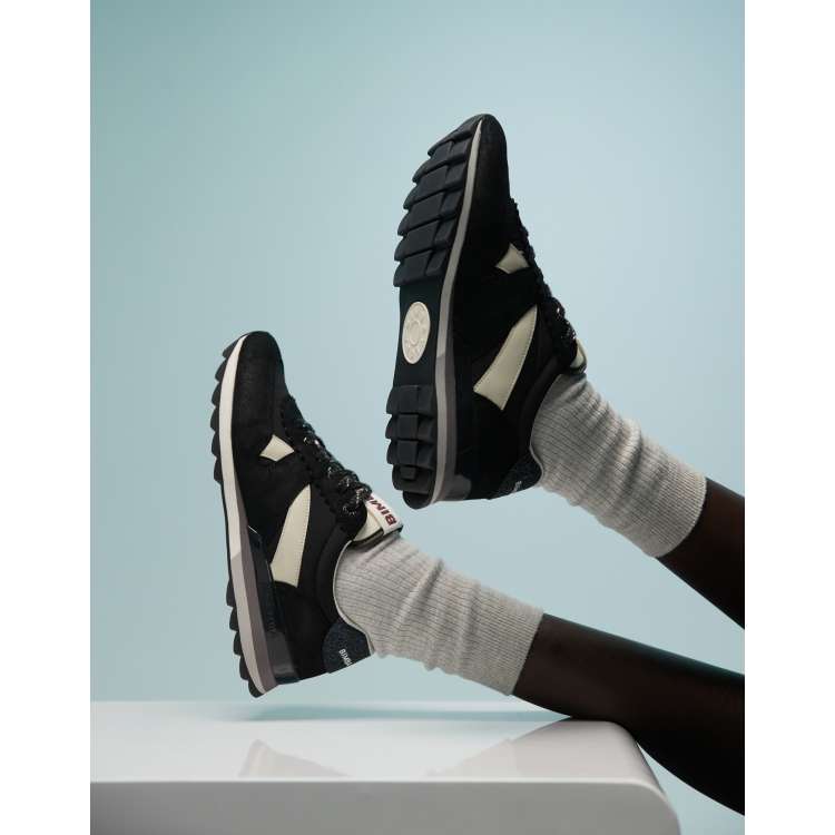 BIMBA Y LOLA leather panel trainers in black | ASOS