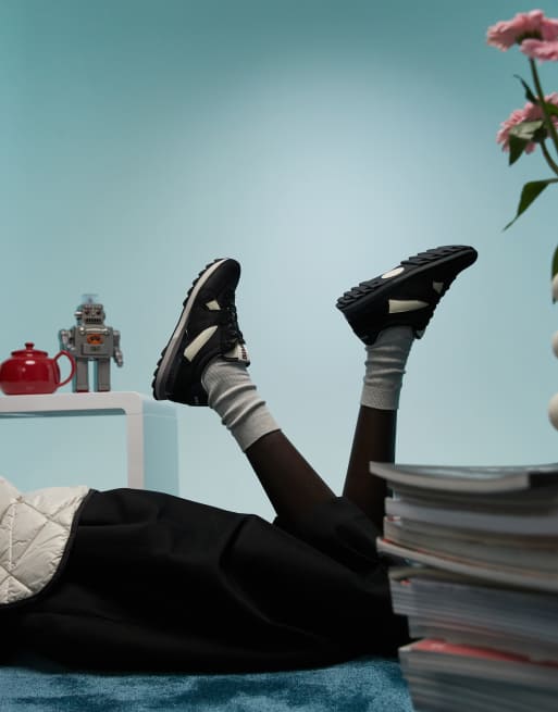 BIMBA Y LOLA leather panel trainers in black | ASOS