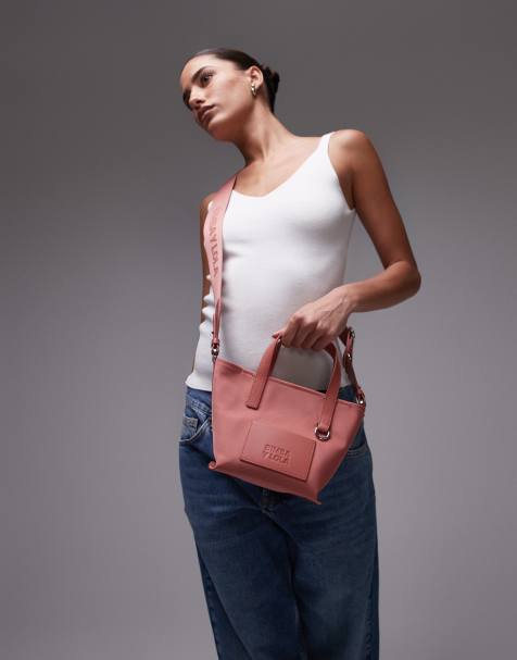 BIMBA Y LOLA leather strap mini shopper bag in pink - view 1