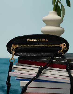 Bimba Y Lola Leather Zip Crossbody Bag In Black