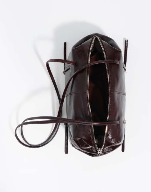 Bimba Y Lola Leder-Schultertasche in dunklem Burgunderrot, 4 von 7