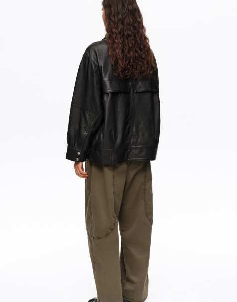 Bimba Y Lola Lederjacke mit Volumen in Schwarz - view 1