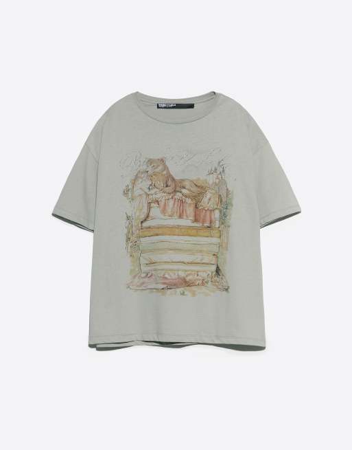 Bimba Y Lola Logo-Print-Baumwoll-T-Shirt in Hellgrau, 4 von 6