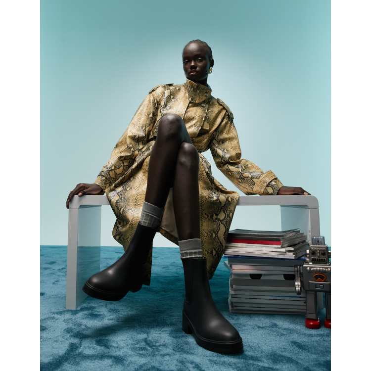 BIMBA Y LOLA low heel wellington ankle boots in black ASOS