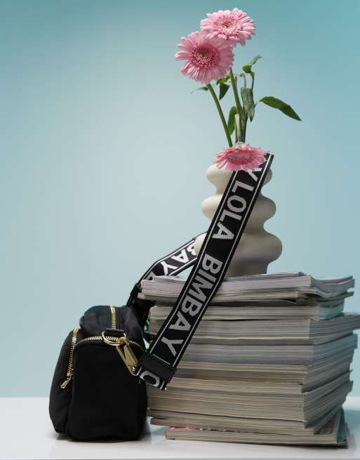 BIMBA Y LOLA medium pouch crossbody bag with logo strap in black