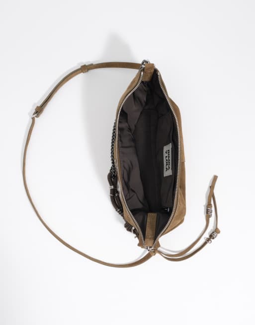 Bimba Y Lola medium suède Madrid crossbody tas in olijfgroen, 2 van 6