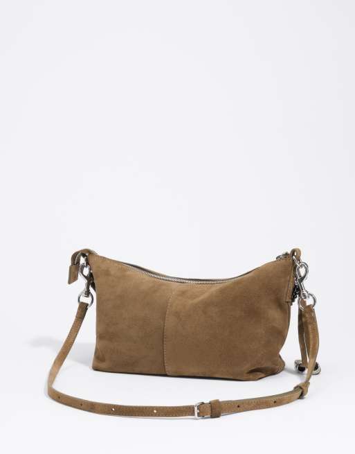 Bimba Y Lola medium suède Madrid crossbody tas in olijfgroen, 3 van 6