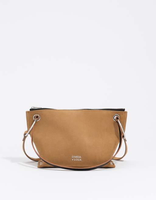Bimba Y Lola - Medium suède tas met A-lijn in neutraal, 5 van 7