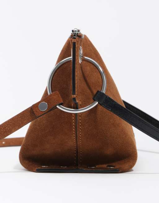 Bimba Y Lola medium suède trapeziumtas in tobacco, 3 van 7