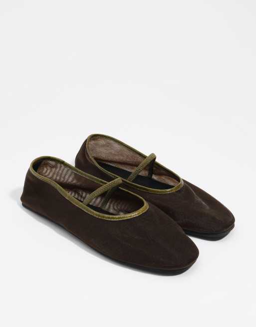 Bimba Y Lola mesh ballerina's in donkergroen, 2 van 5