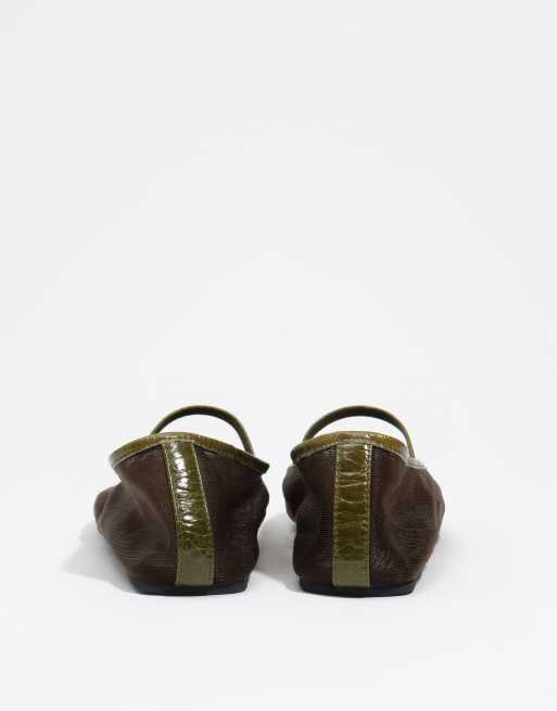 Bimba Y Lola mesh ballerina's in donkergroen, 3 van 5