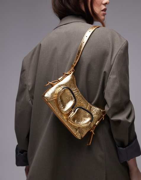 BIMBA Y LOLA metallic bag with adjustable strap in gold - view 1
