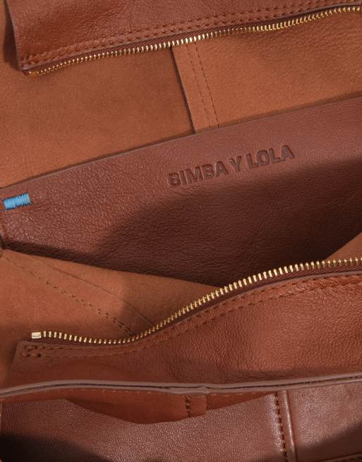 Bimba Y Lola middelgrote leren paperbag in bruin, 3 van 4