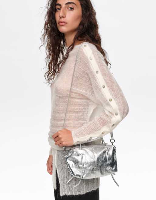 Bimba Y Lola mini bolso de cuero plateado, 6 de 7