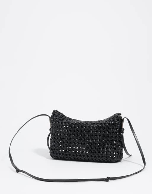 Bimba Y Lola Mini geflochtene Lederschultertasche in Schwarz, 4 von 5