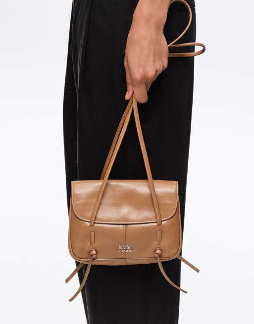 Bimba Y Lola – Mini-Ledertasche in Honigbraun mit Umschlagklappe, 2 von 7