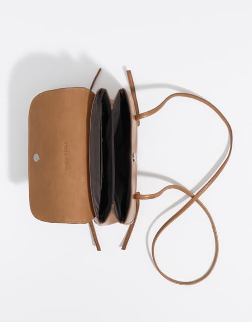 Bimba Y Lola – Mini-Ledertasche in Honigbraun mit Umschlagklappe, 3 von 7