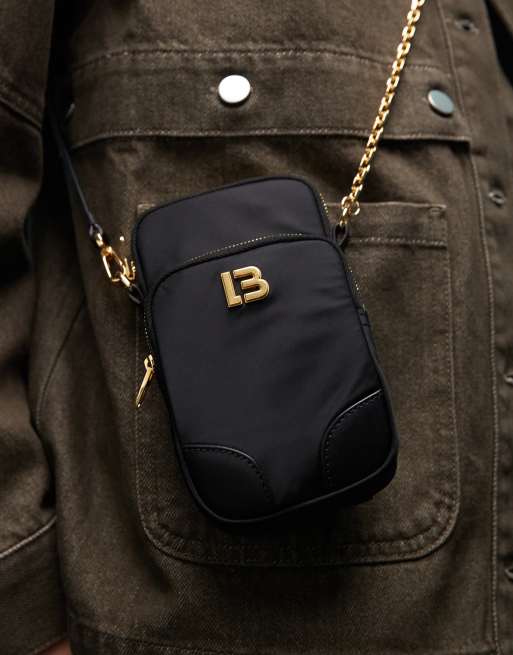 BIMBA Y LOLA mini nylon cross body bag in black and gold, 2 of 4